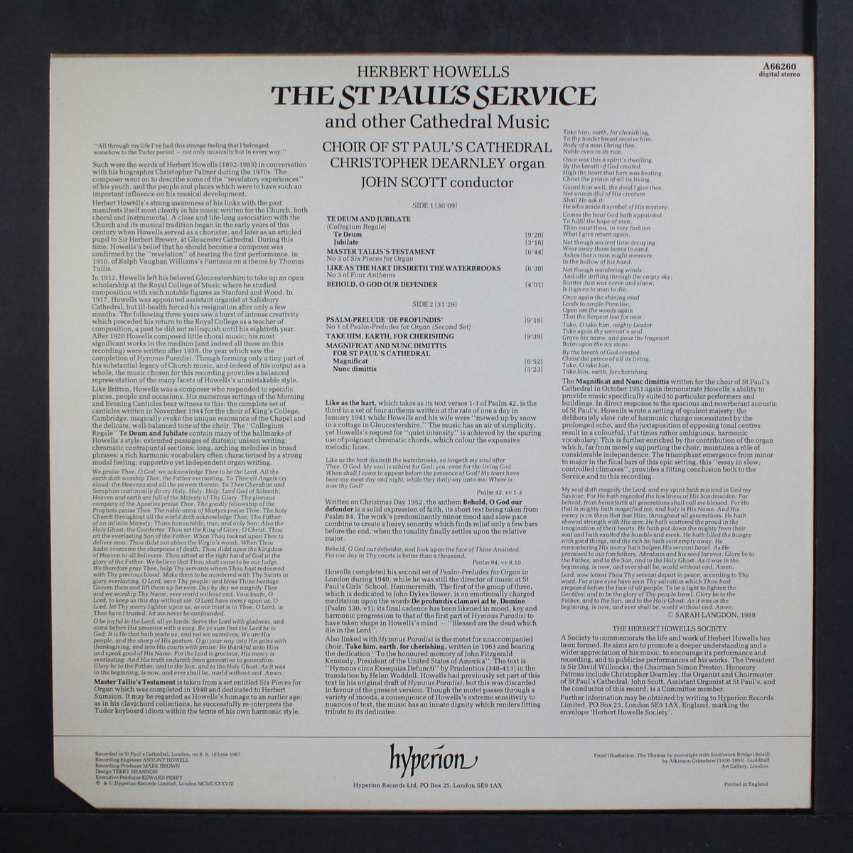 howells: the st. paul's service & other music by JOHN SCOTT