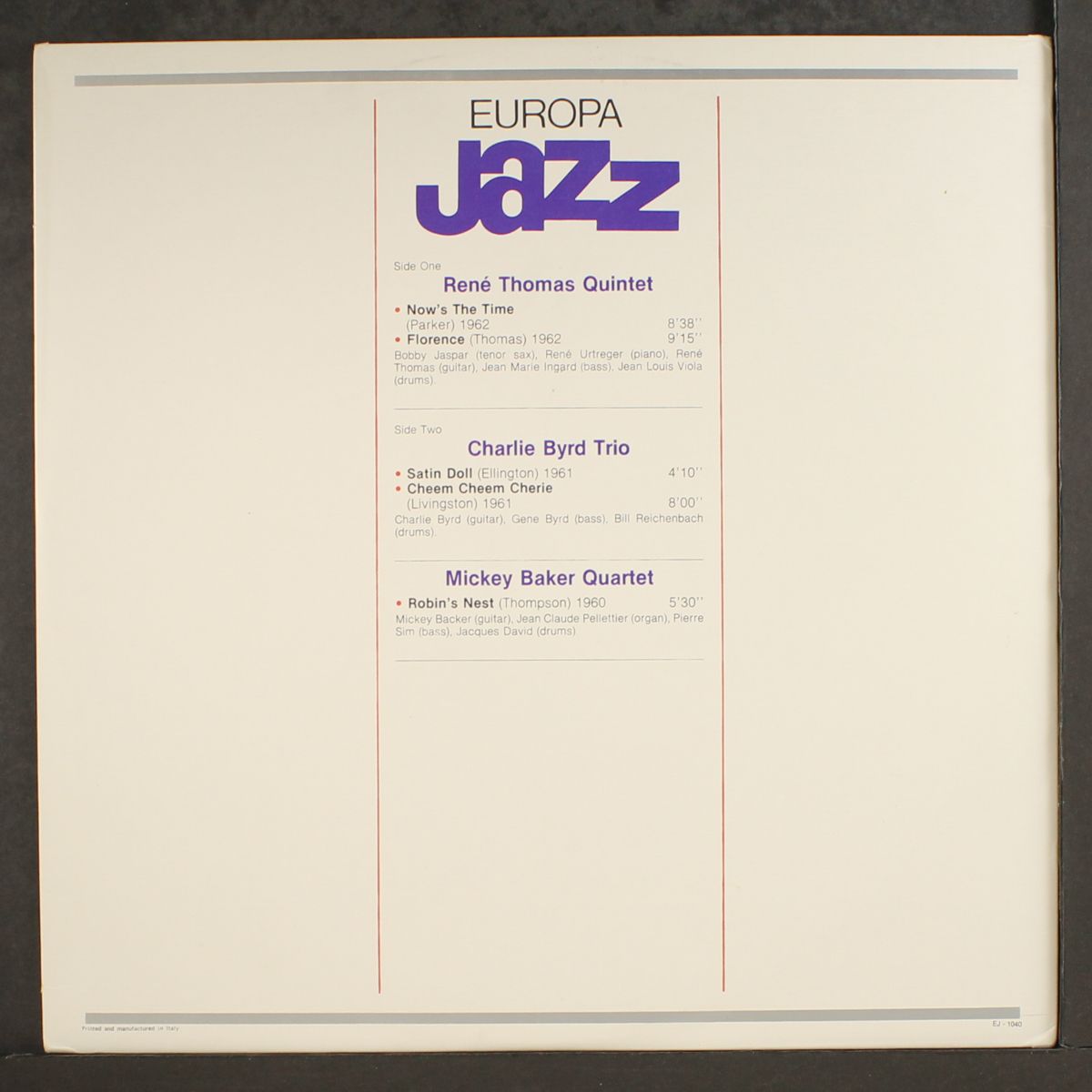 europa jazz by CHARLIE BYRD, ETC.