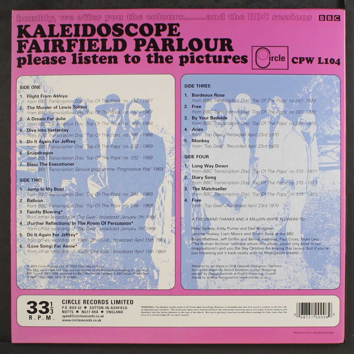 please listen to the pictures by KALEIDOSCOPE / FAIRFIELD PARLOUR