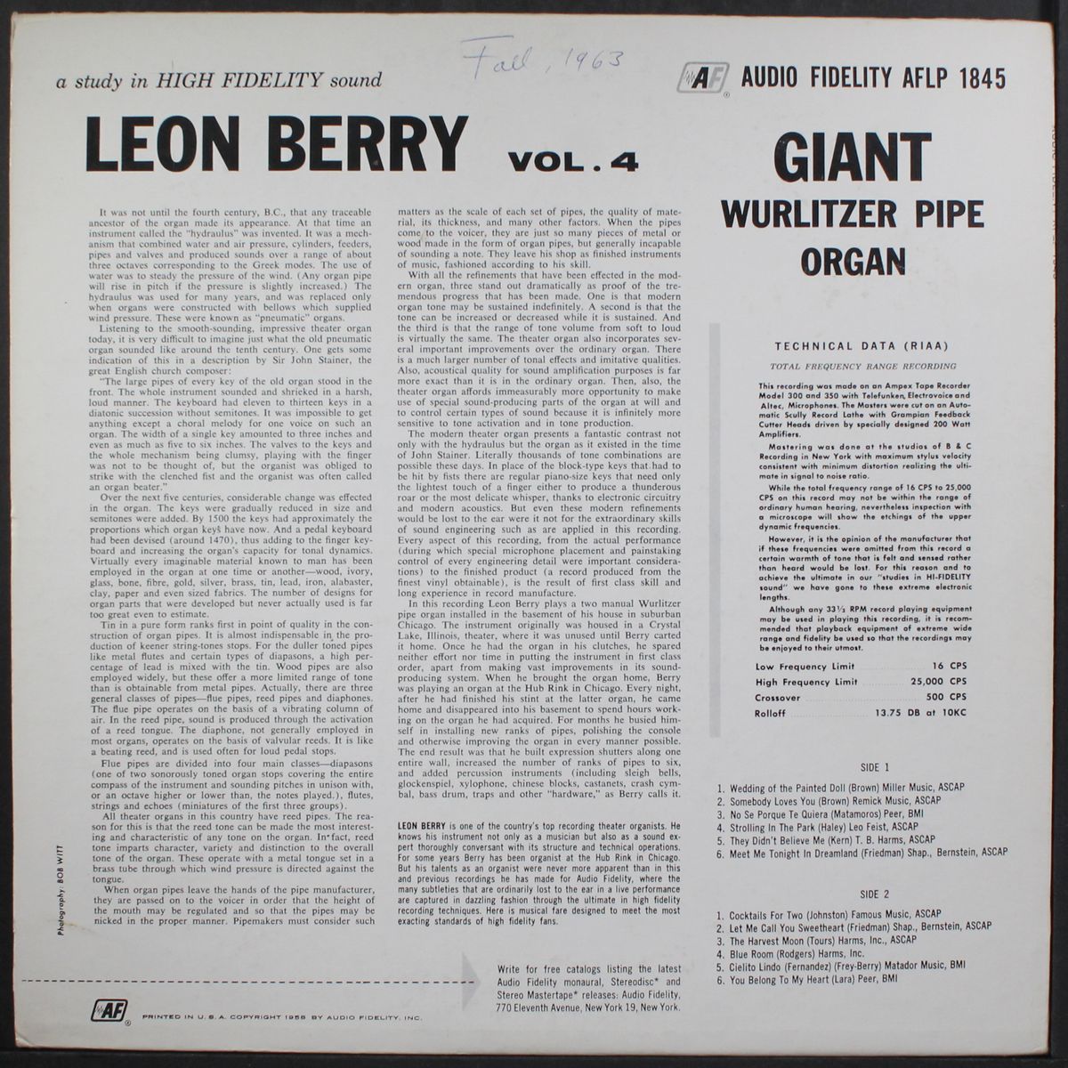 giant wurlitzer pipe organ, vol. 4 by LEON BERRY