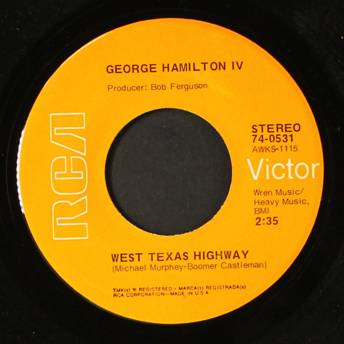 west texas highway / there's no room in this rat race by GEORGE HAMILTON IV