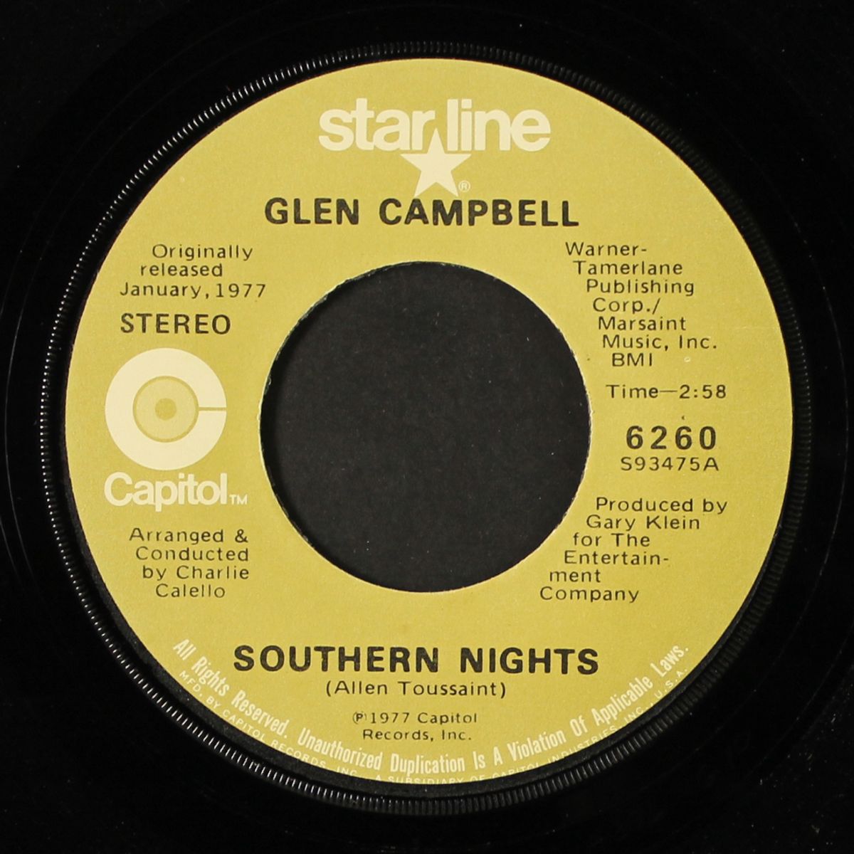 southern nights / sunflower by GLEN CAMPBELL