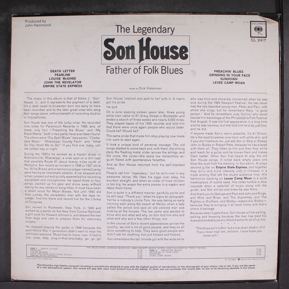 father of folk blues by SON HOUSE