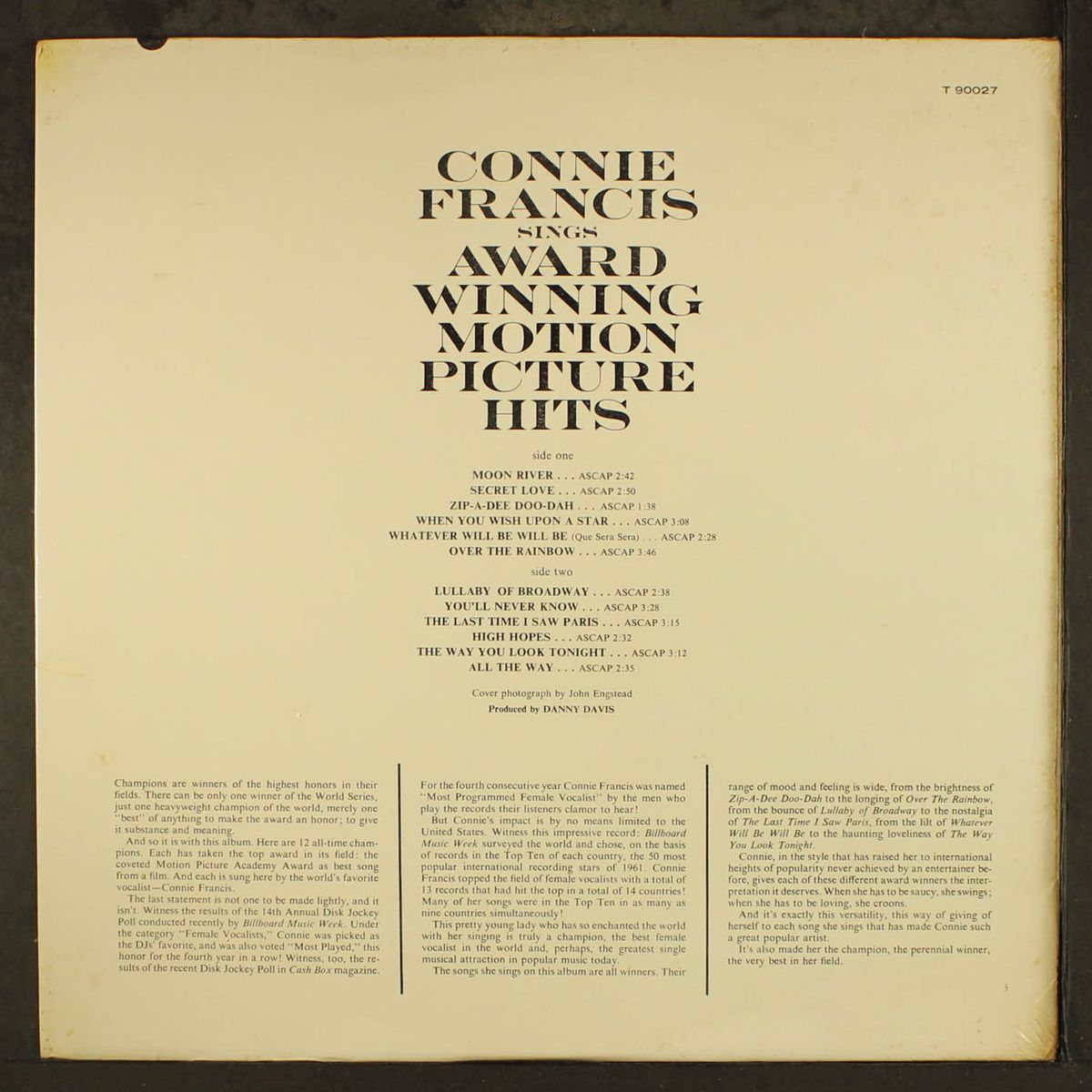 sings award winning motion picture hits by CONNIE FRANCIS