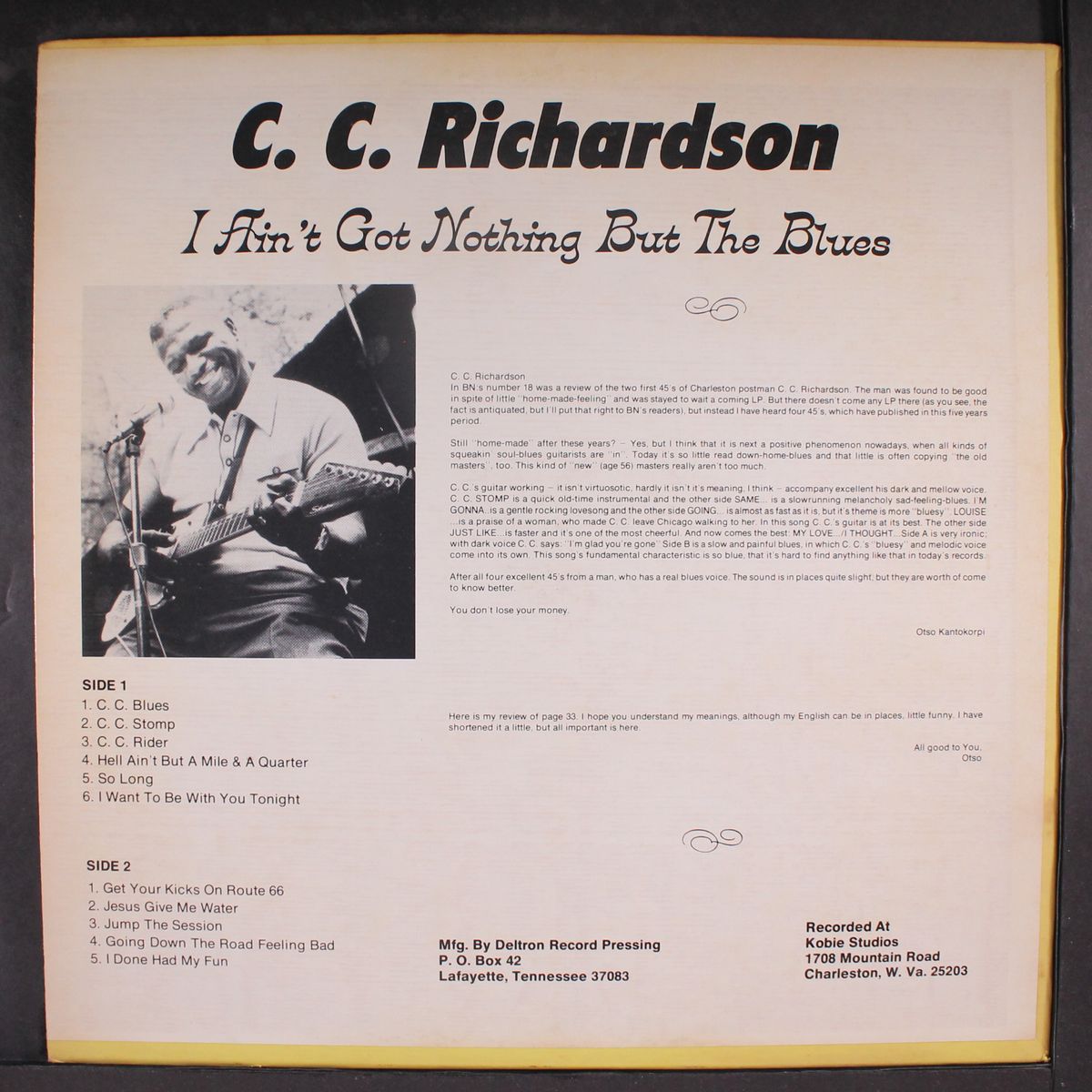 i ain't got nothing but the blues by C.C. RICHARDSON