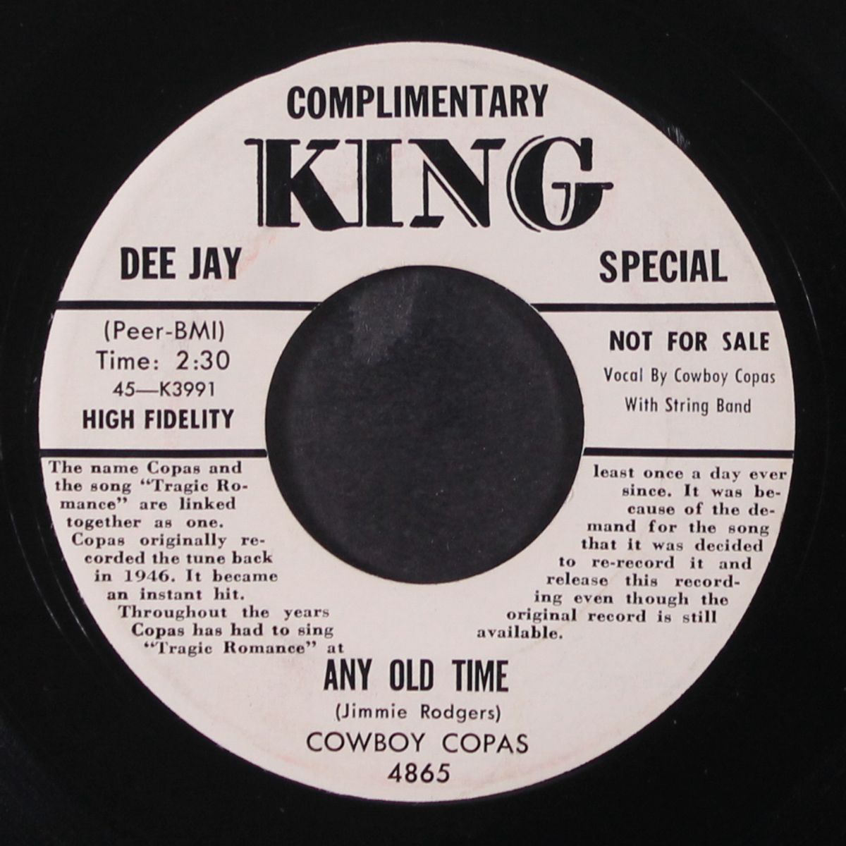 any old time / don't shake hands with the devil by COWBOY COPAS