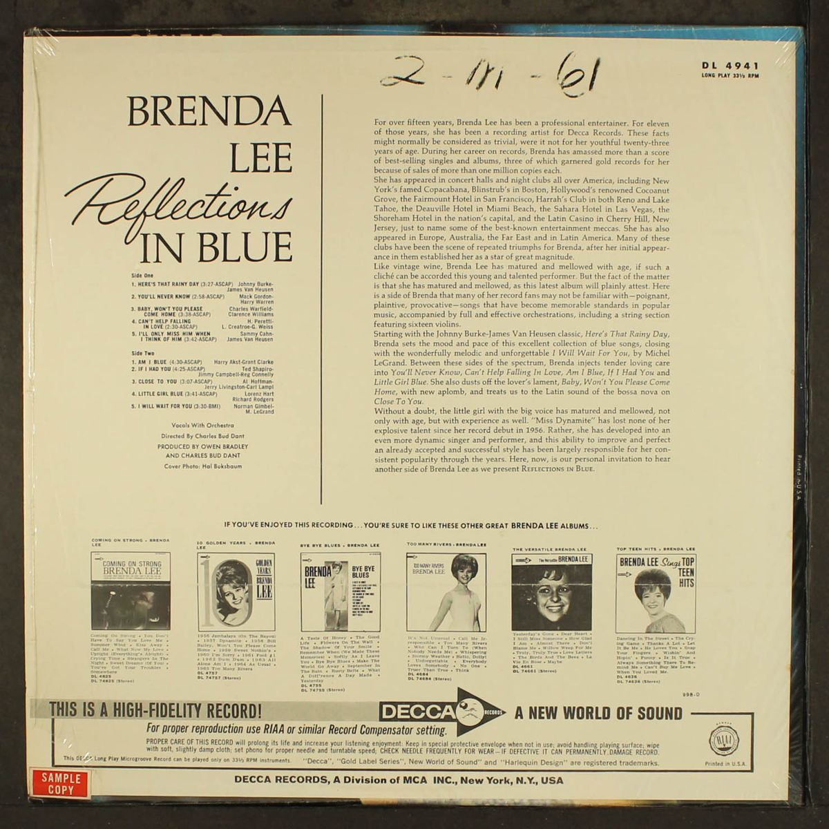 reflections in blue by BRENDA LEE
