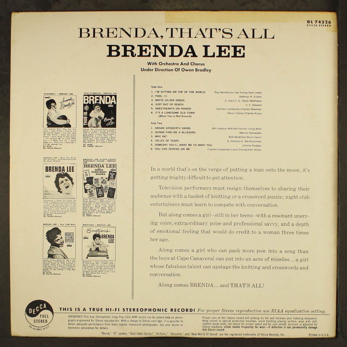 that's all by BRENDA LEE