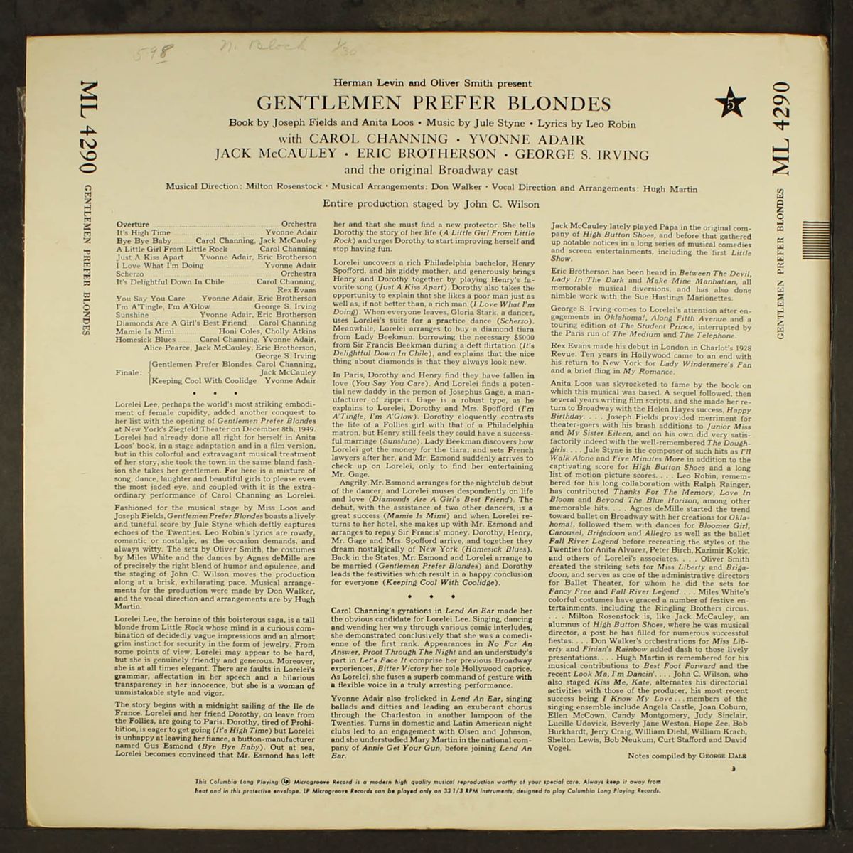 gentlemen prefer blondes by ORIGINAL CAST