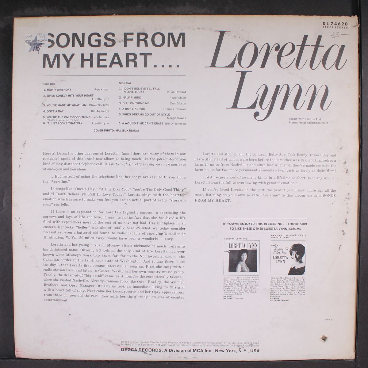songs from my heart by LORETTA LYNN