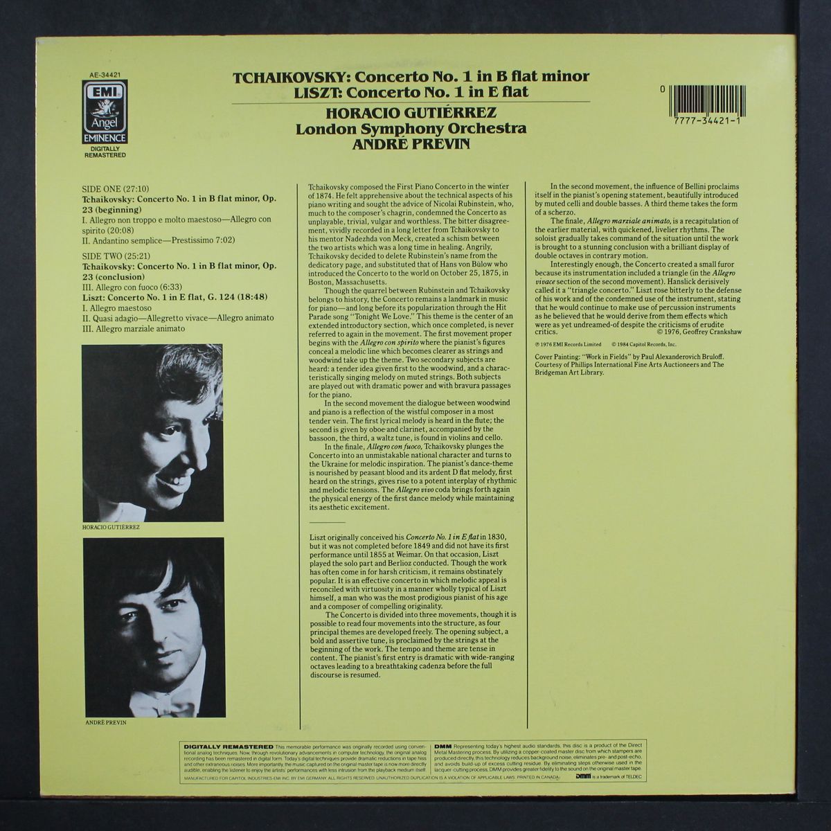 tchaikovsky: concert no. 1 / liszt: concerto no. 1 by ANDRE PREVIN