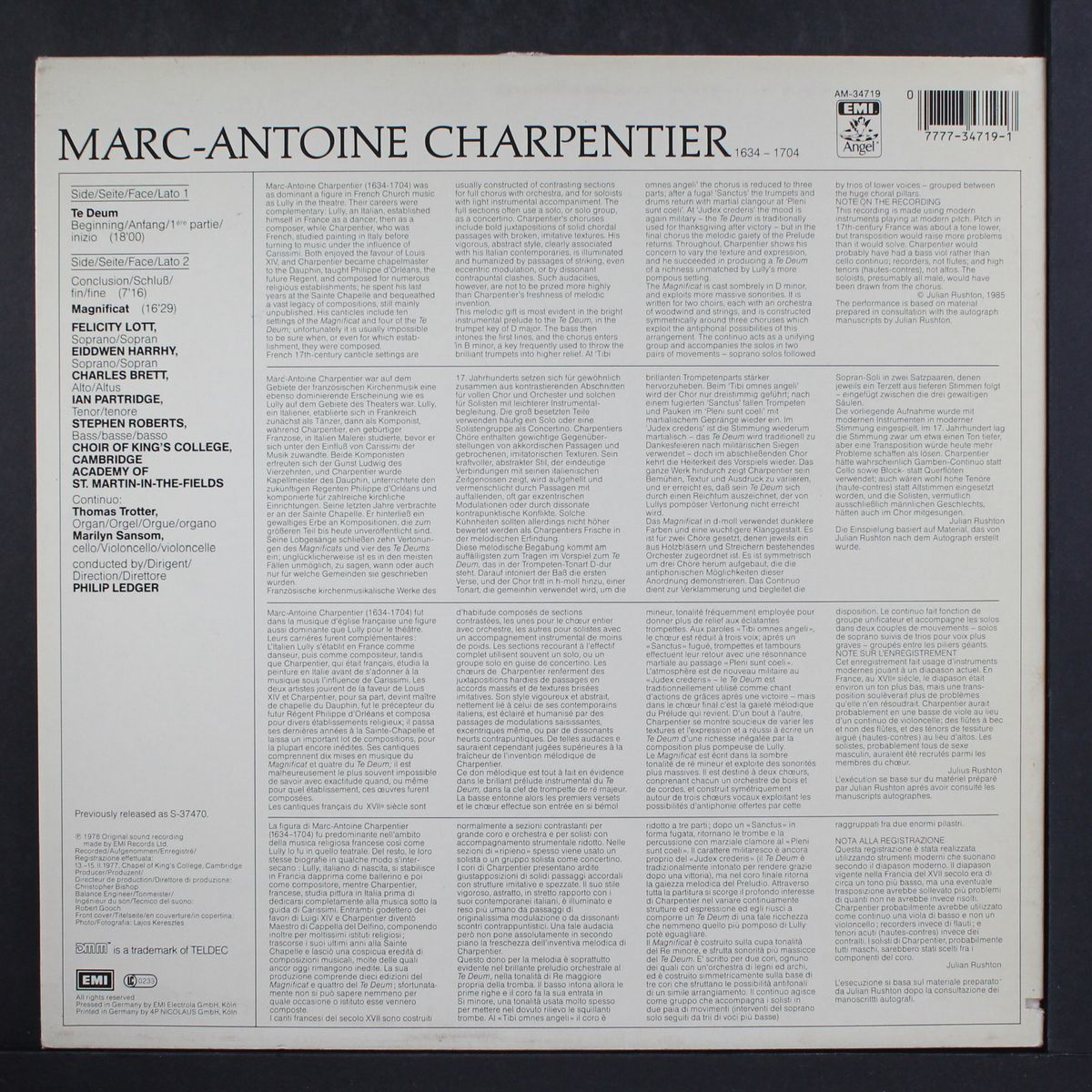 charpentier: te deum / magnificat by PHILIP LEDGER