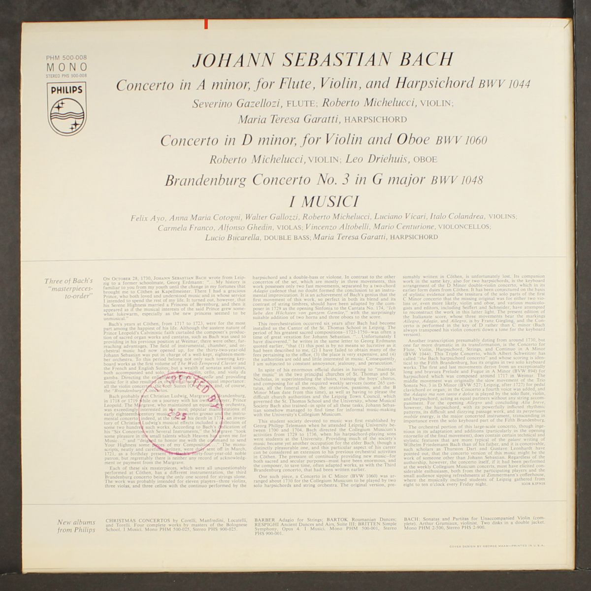 j.s. bach: concertos by I MUSICI