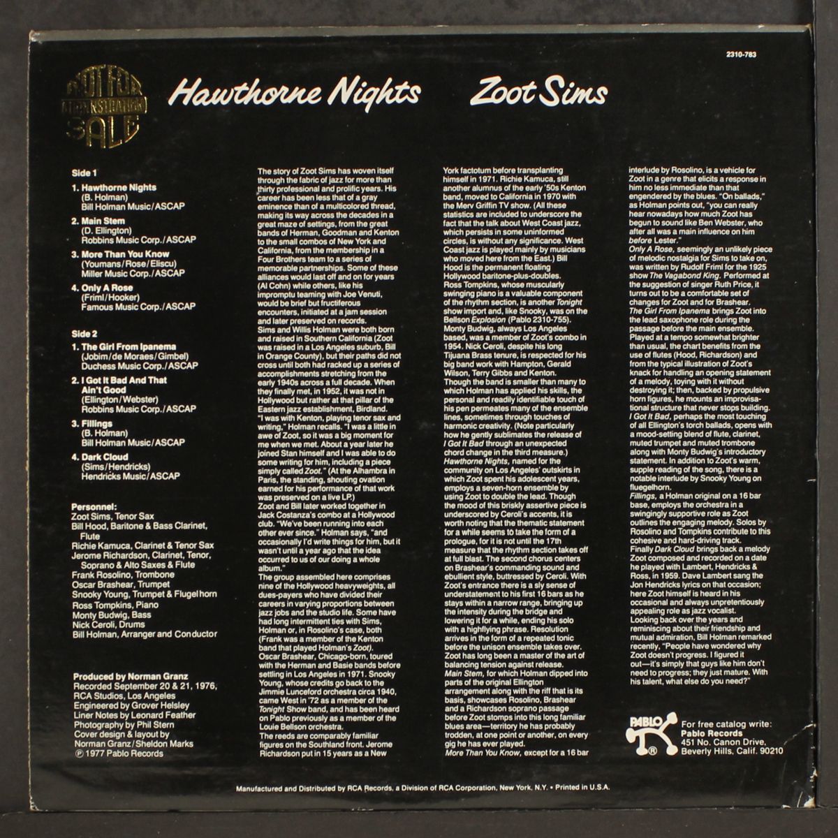 hawthorne nights by ZOOT SIMS