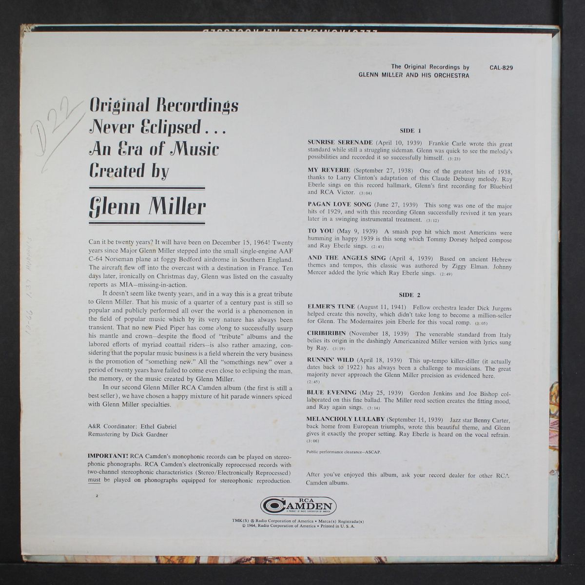 the original recordings by GLENN MILLER
