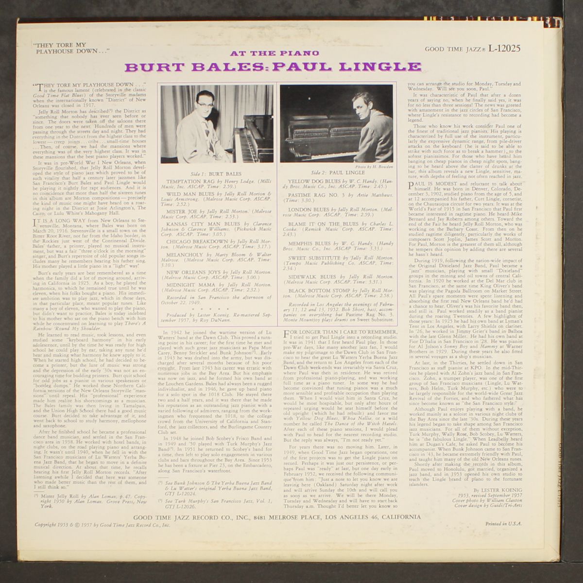 they tore my playhouse down by BURT BALES & PAUL LINGLE