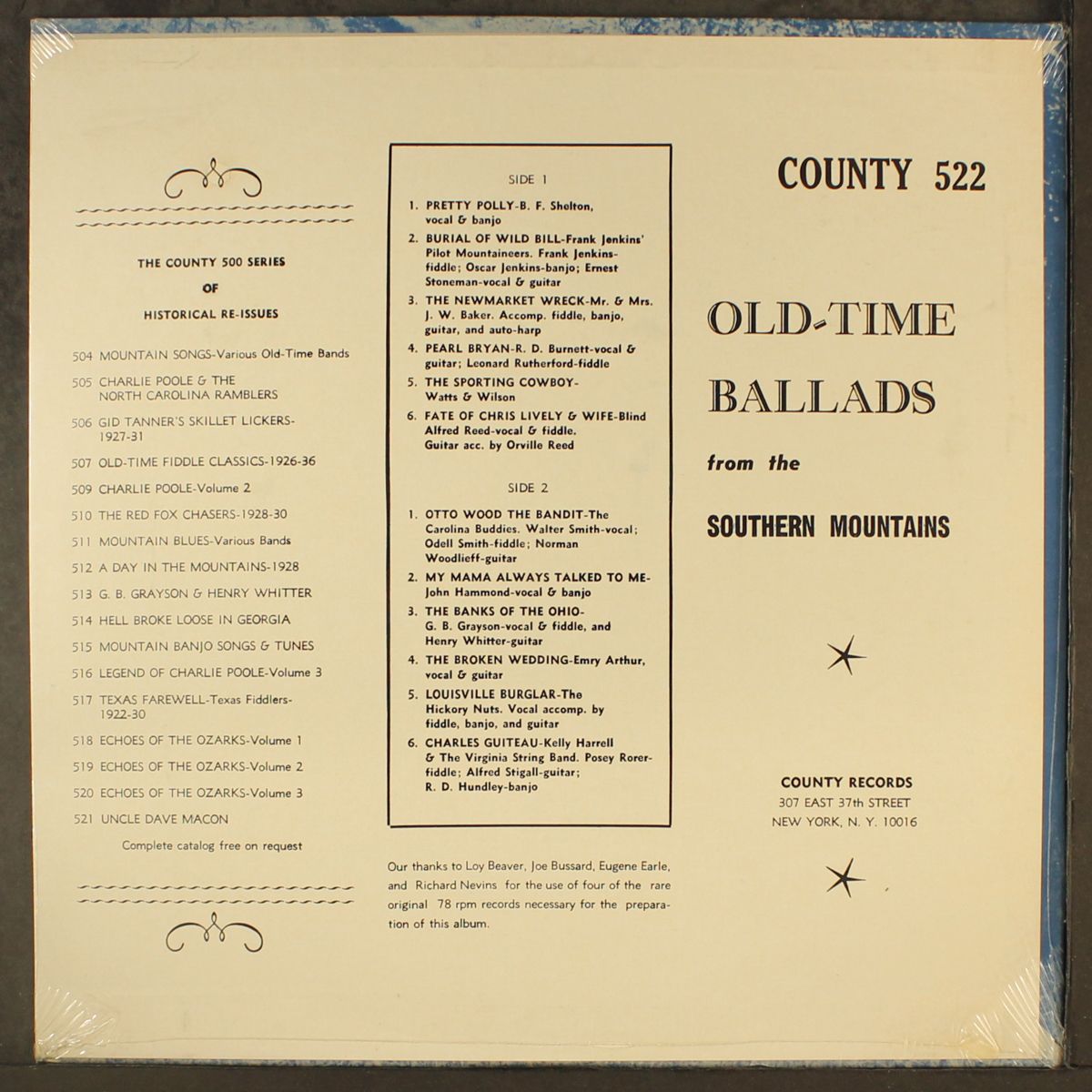 old time ballads from the southern mtns by VARIOUS
