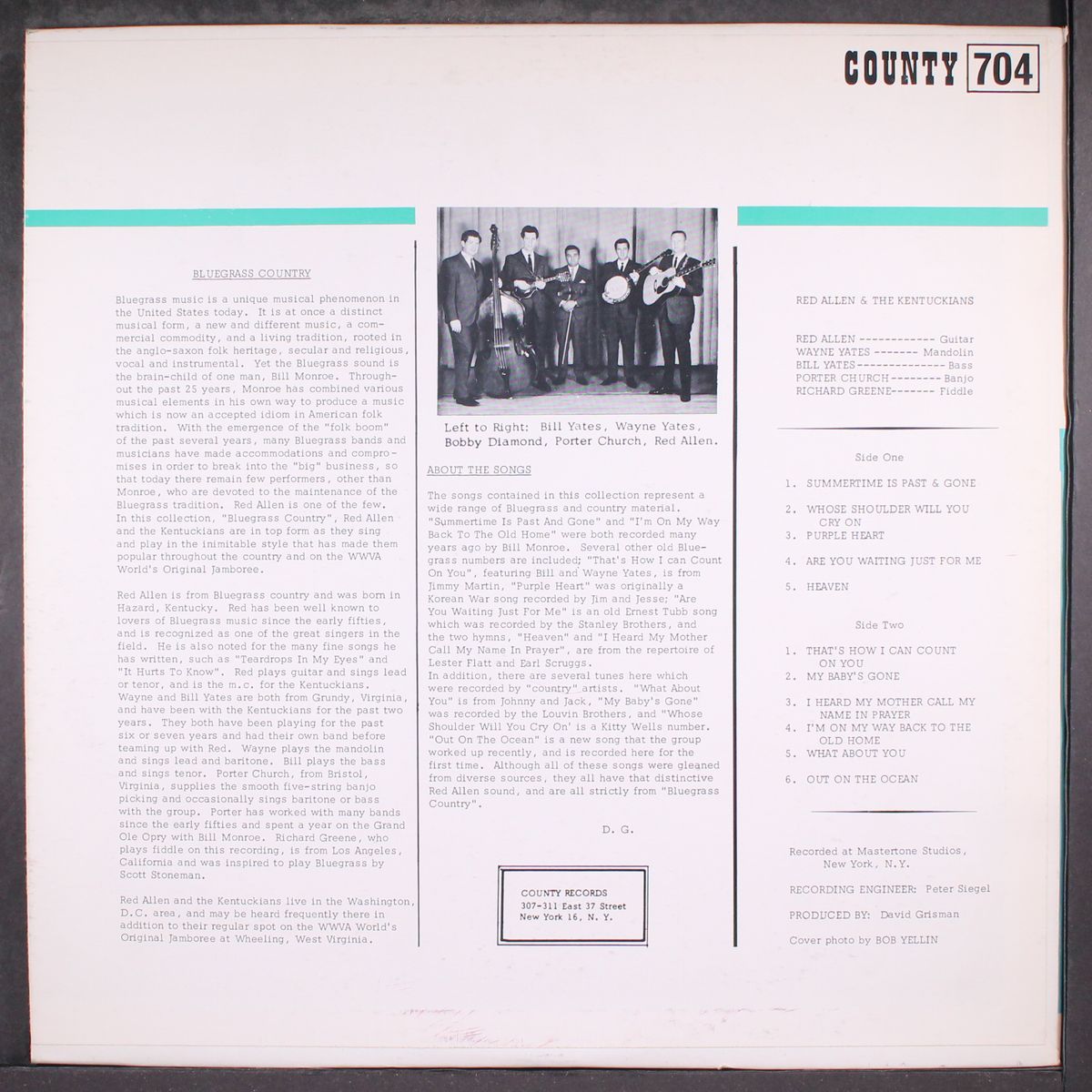 bluegrass country by RED ALLEN & KENTUCKIANS