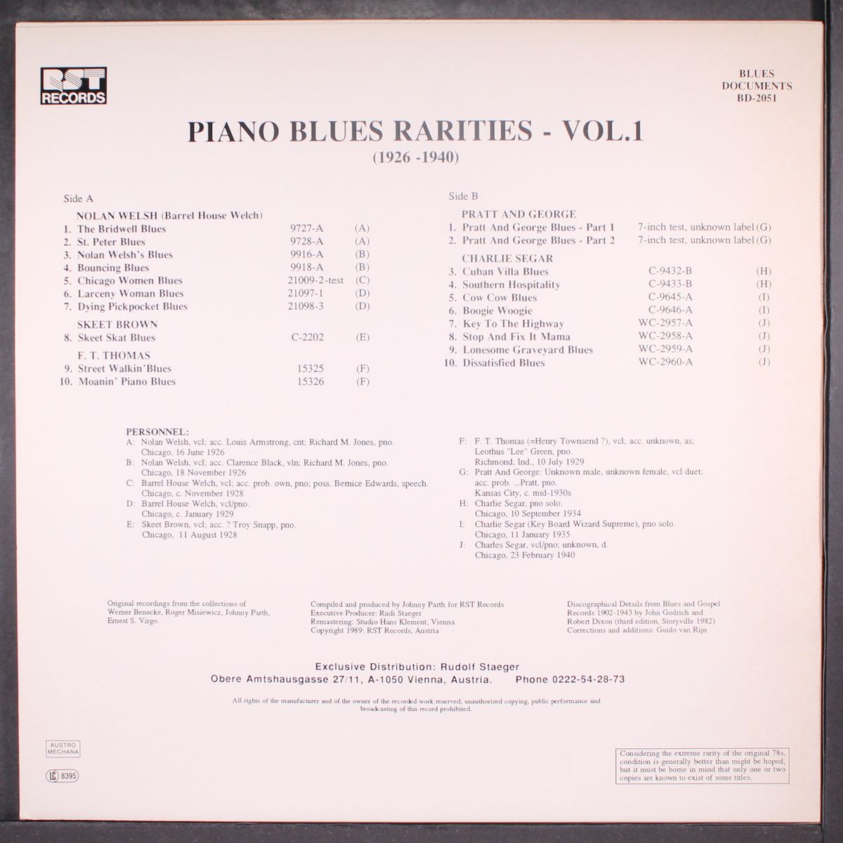 piano blues rarities, vol. 1 by VARIOUS