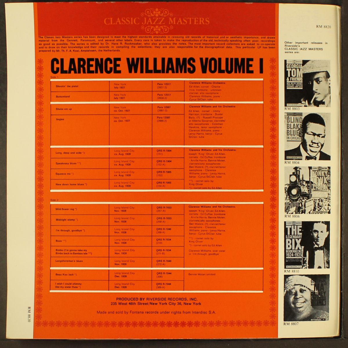volume 1 1927-1928 by CLARENCE WILLIAMS