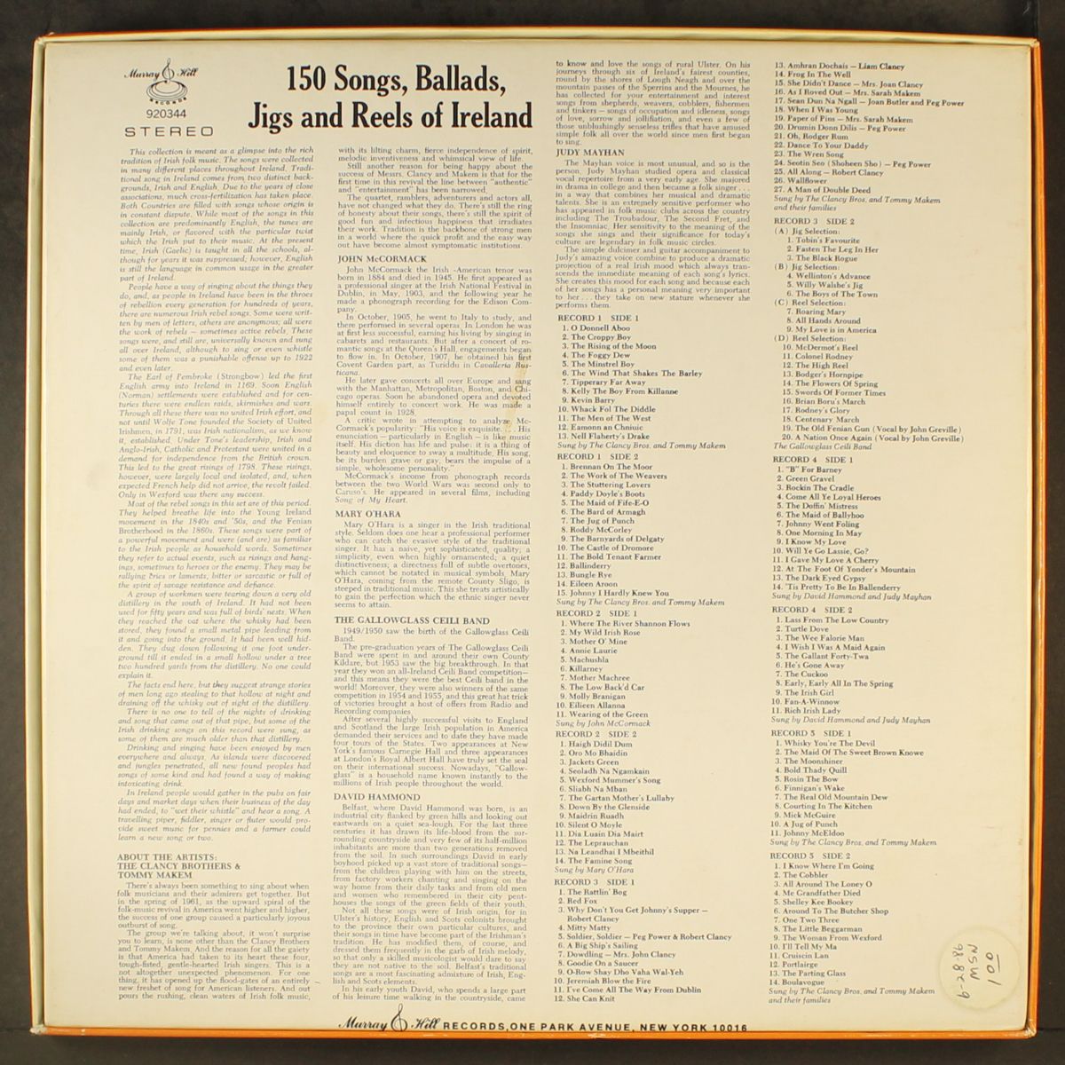 150 songs, jigs, reels and ballads of ireland by VARIOUS