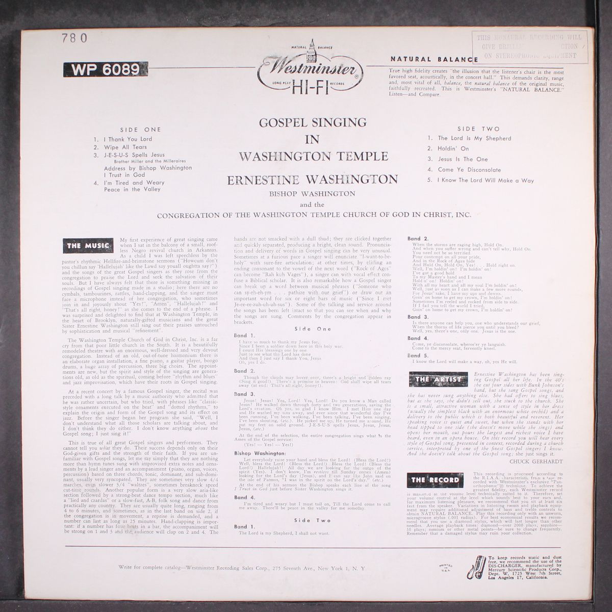 gospel singing in washington temple by ERNESTINE WASHINGTON