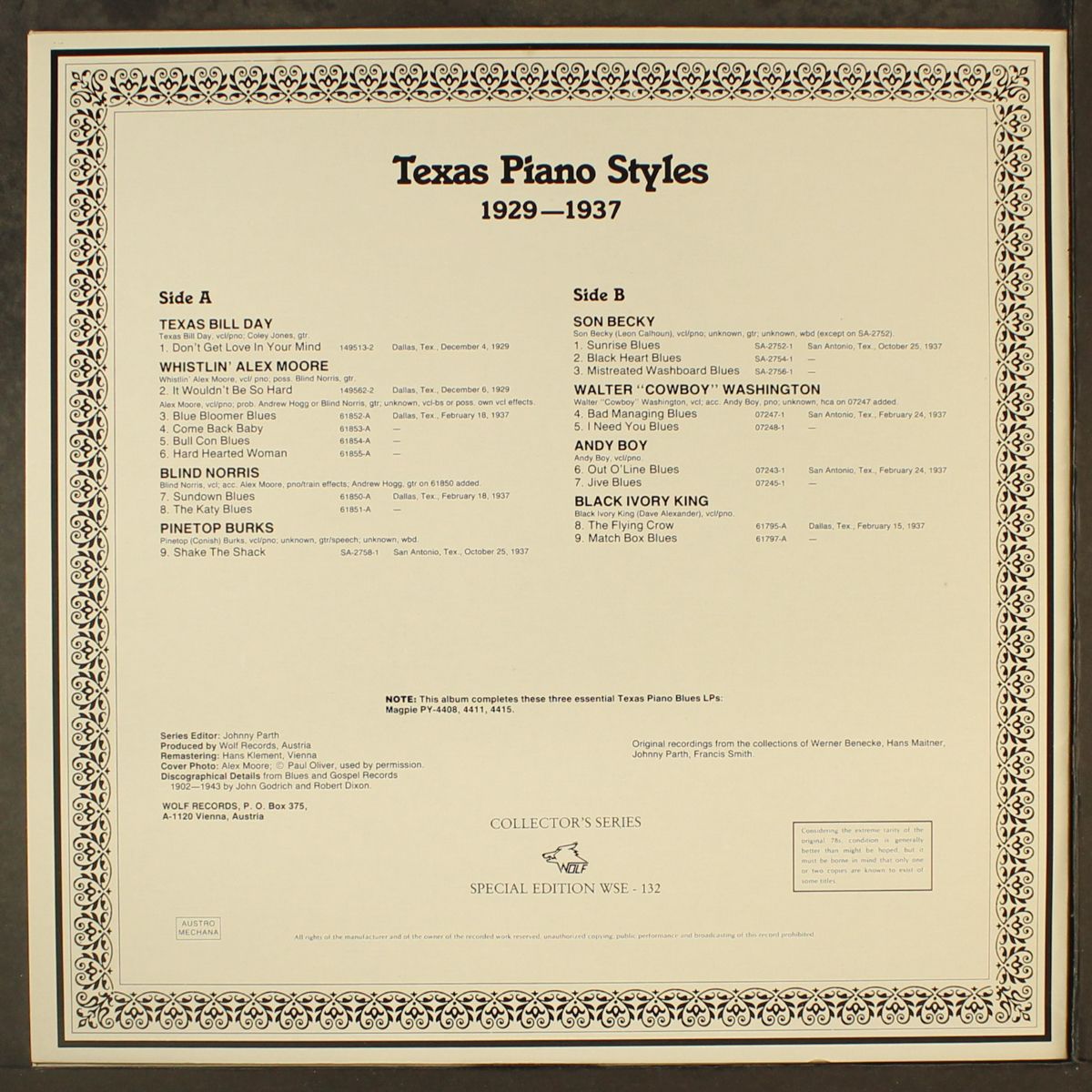 texas piano styles 1929-1937 (the remaining titles) by VARIOUS