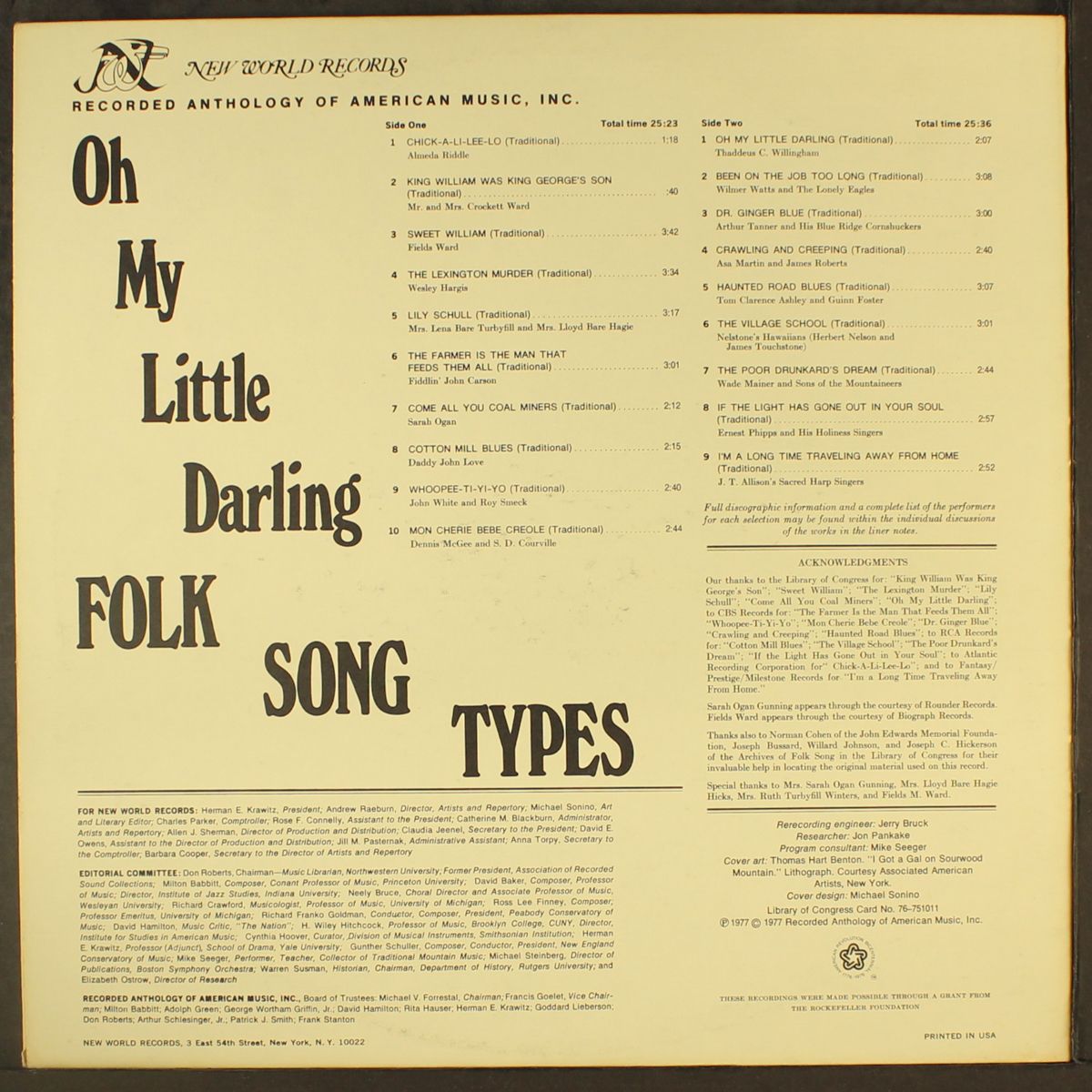 oh my little darling: folk song types by VARIOUS
