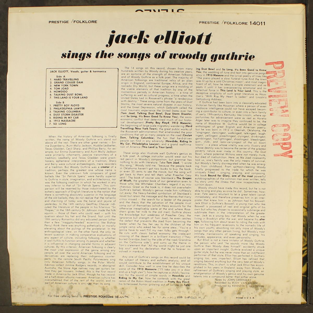sings the songs of woody guthrie by RAMBLIN' JACK ELLIOTT