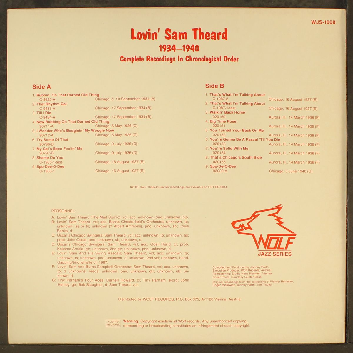 complete 1934-1940 recordings by LOVIN' SAM THEARD