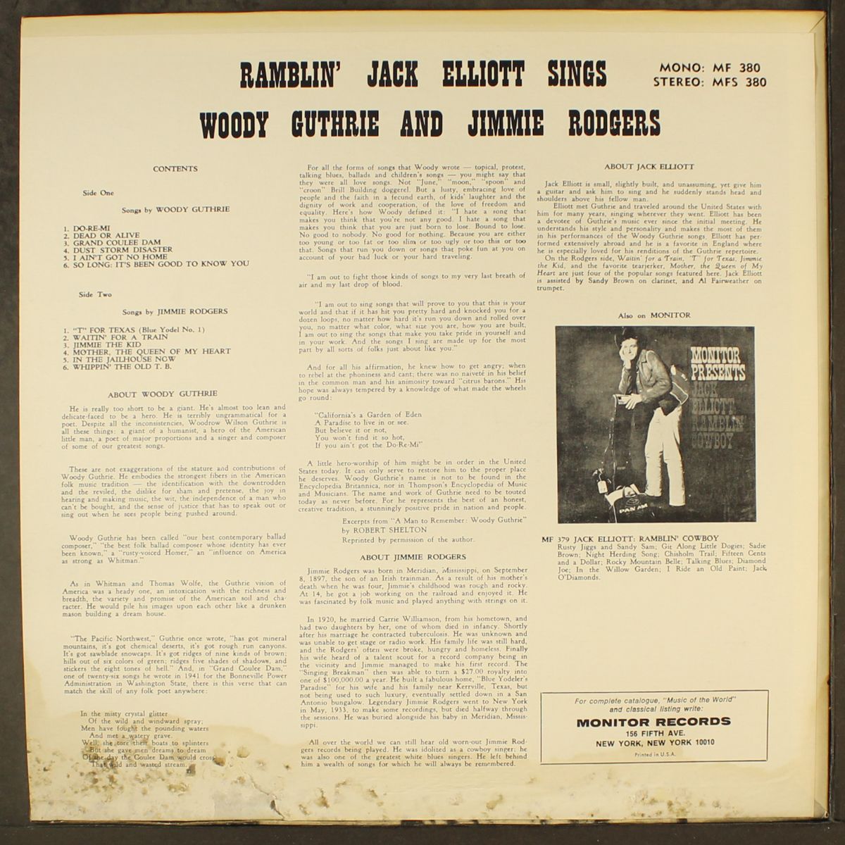 sings woody guthrie and jimmie rodgers by RAMBLIN' JACK ELLIOTT