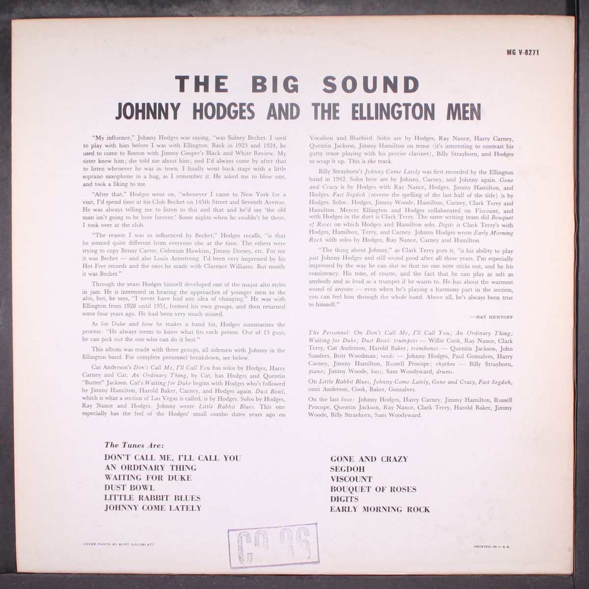 the big sound by JOHNNY HODGES