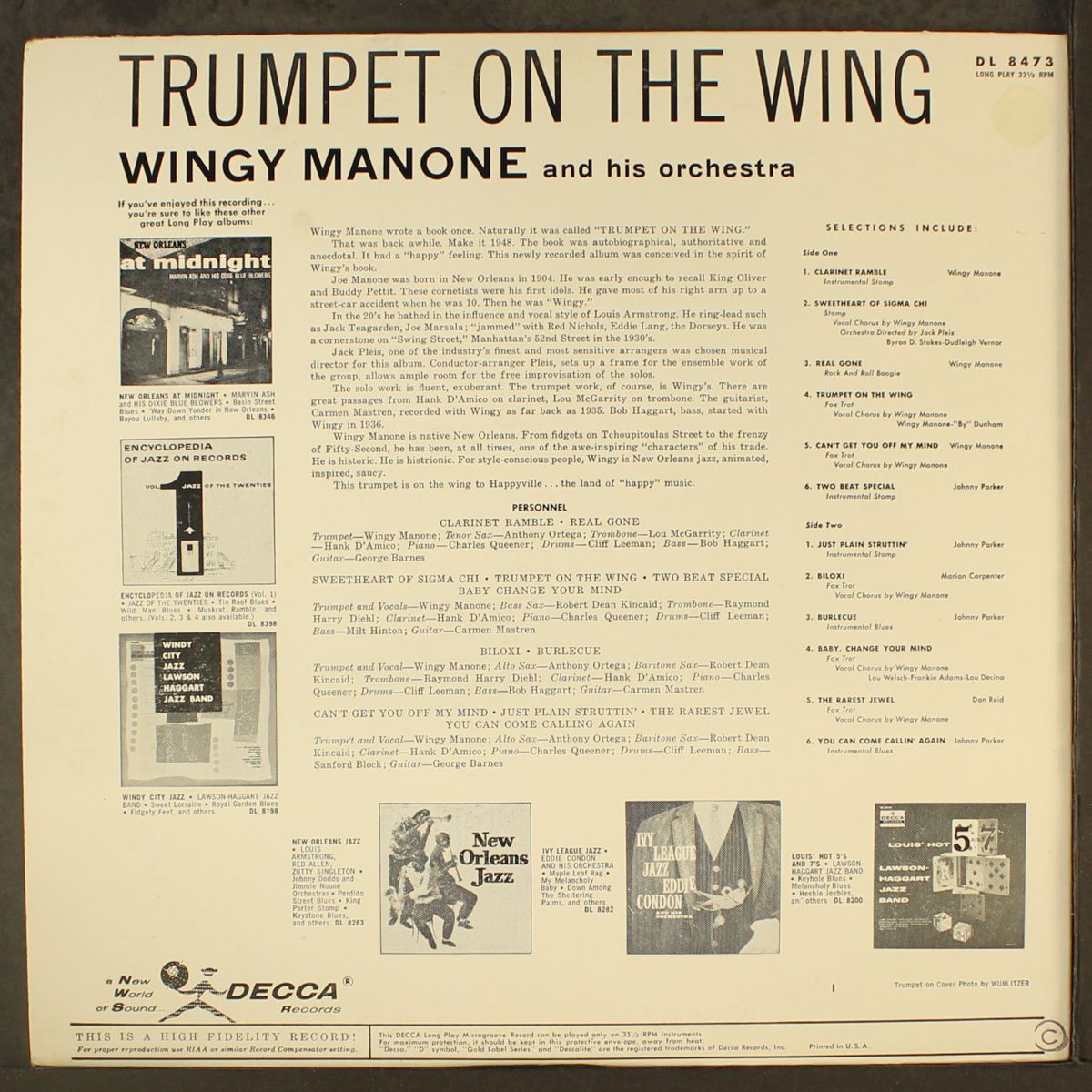 trumpet on the wing by WINGY MANONE
