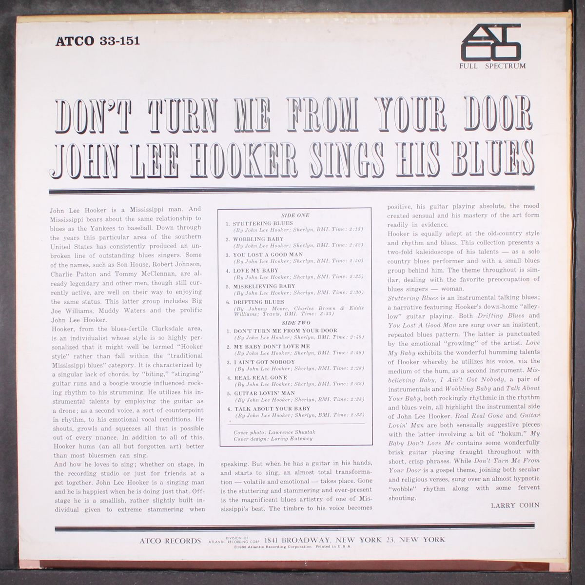 don't turn me from your door by JOHN LEE HOOKER