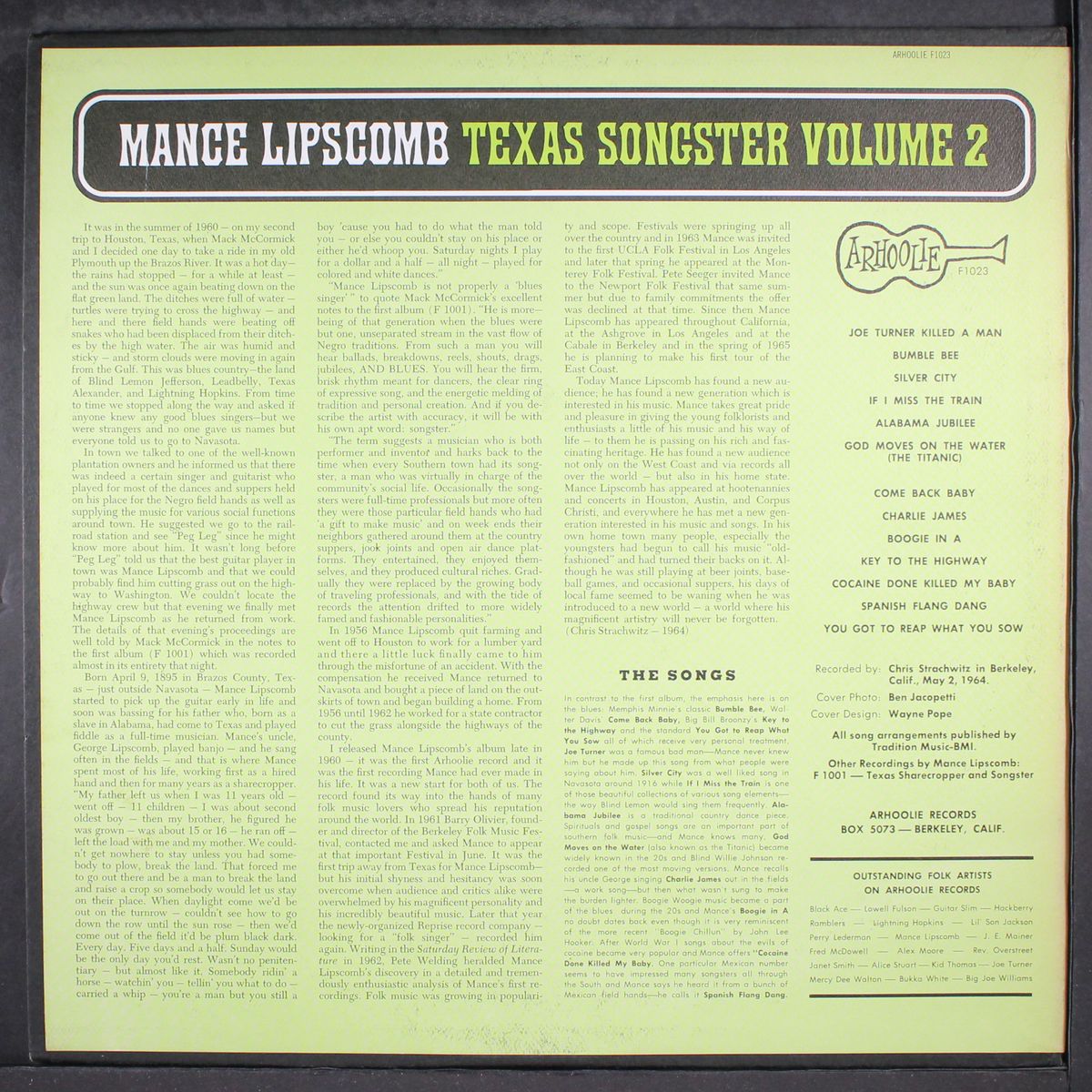 texas songster, vol. 2 by MANCE LIPSCOMB