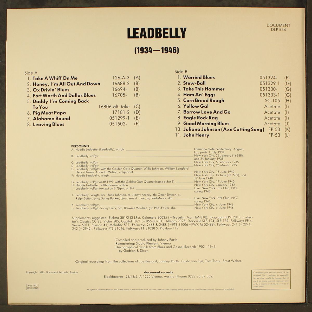 1934-1946 by LEADBELLY