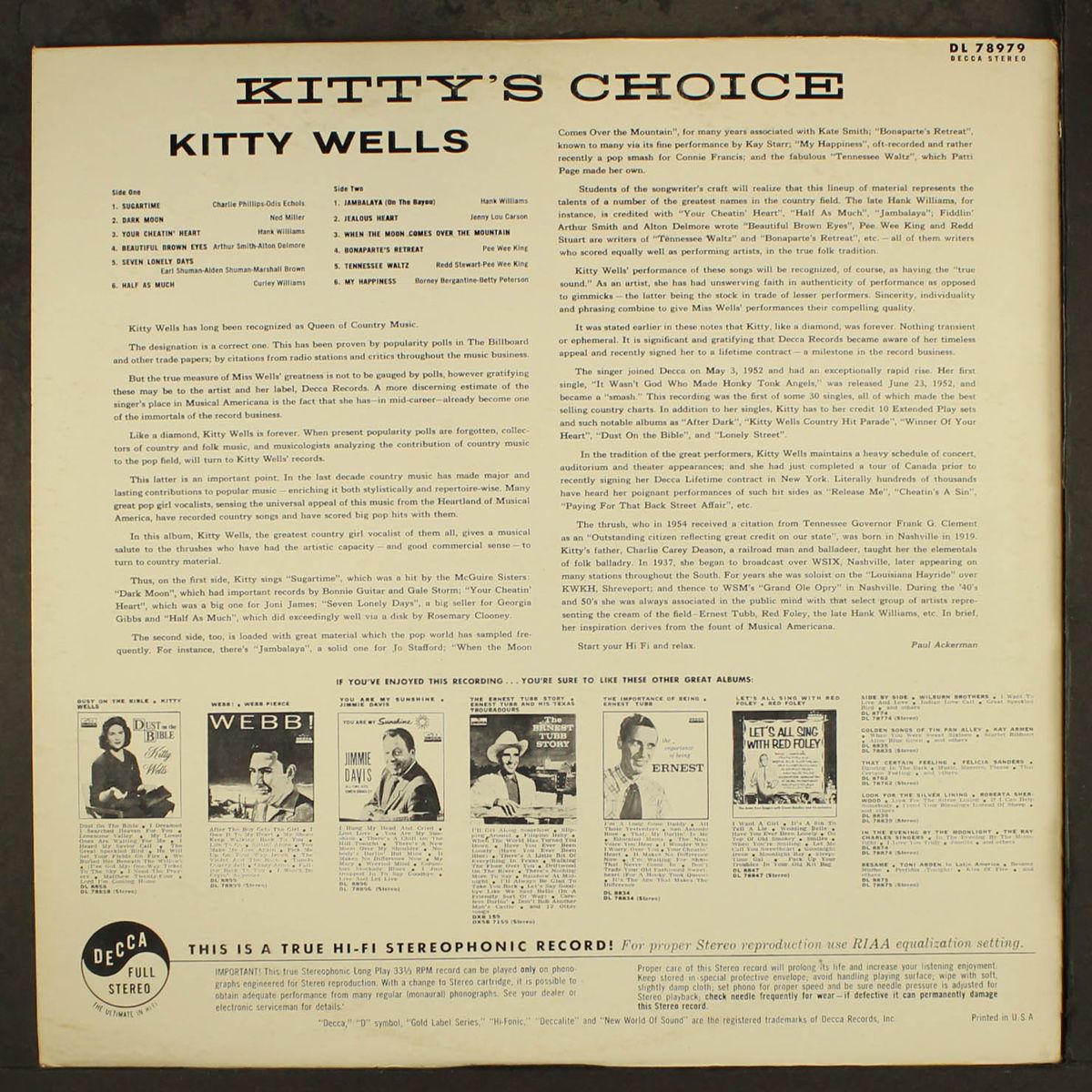 kitty's choice by KITTY WELLS