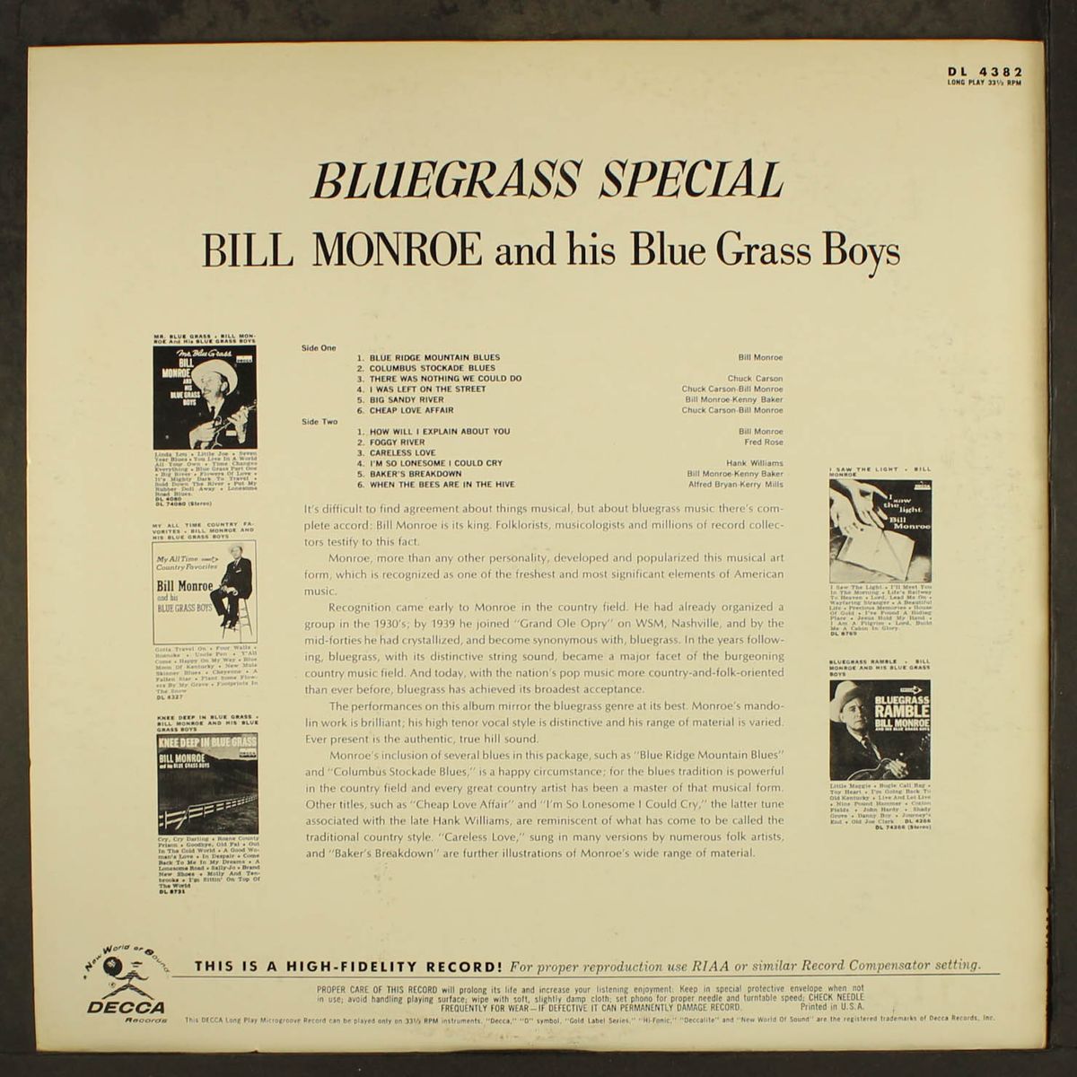 bluegrass special! by BILL MONROE