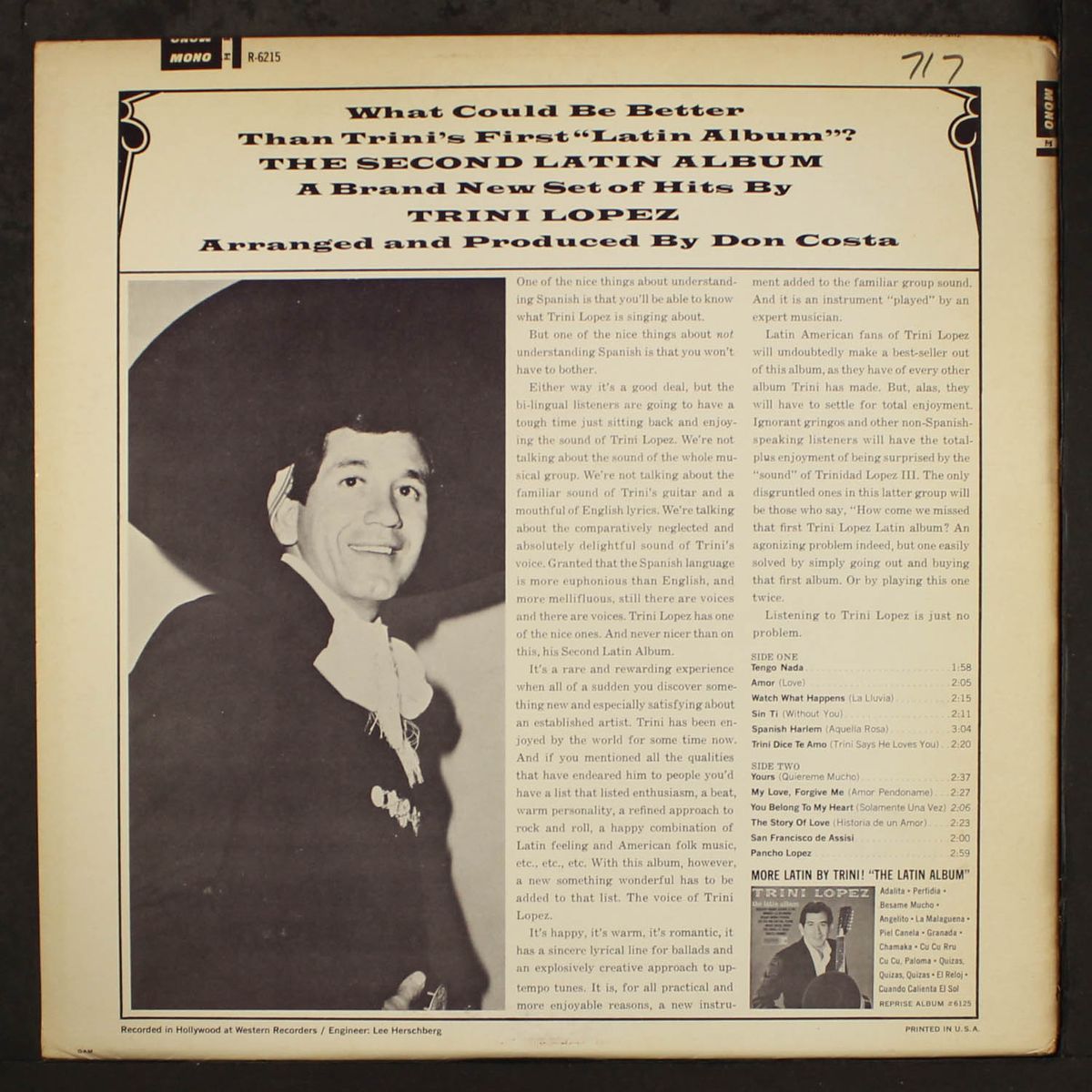 the second latin album by TRINI LOPEZ