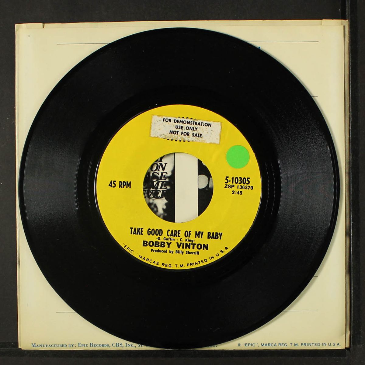 take good care of my baby / strange sensations by BOBBY VINTON