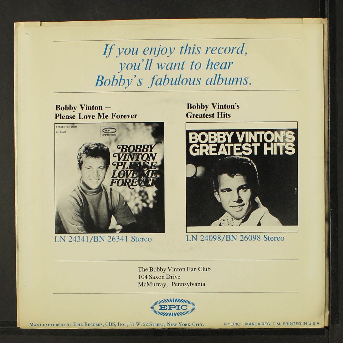 take good care of my baby / strange sensations by BOBBY VINTON