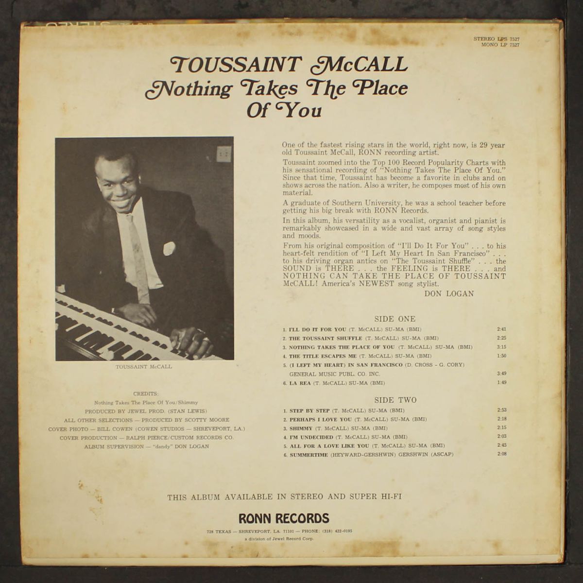 nothing takes the place of you by TOUSSAINT MCCALL