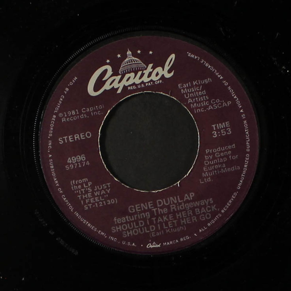 rock radio / should i take her back, should i let her go by GENE DUNLAP