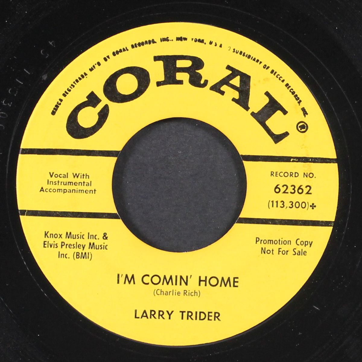 note upon my door / i'm comin' home by LARRY TRIDER
