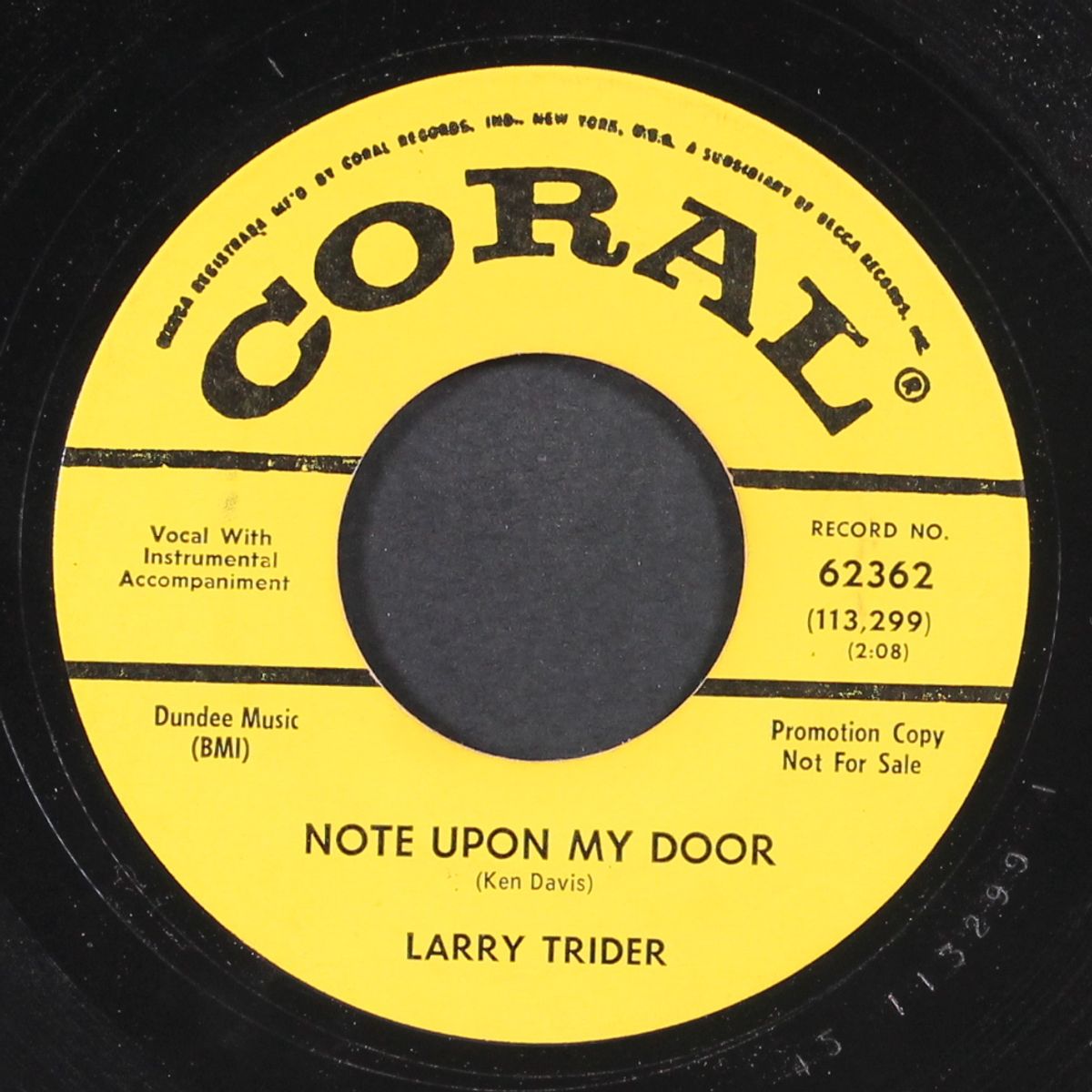 note upon my door / i'm comin' home by LARRY TRIDER