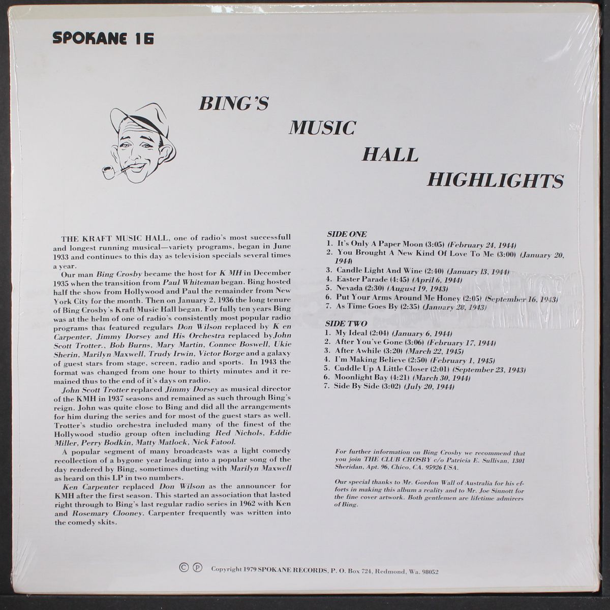 music hall highlights by BING CROSBY
