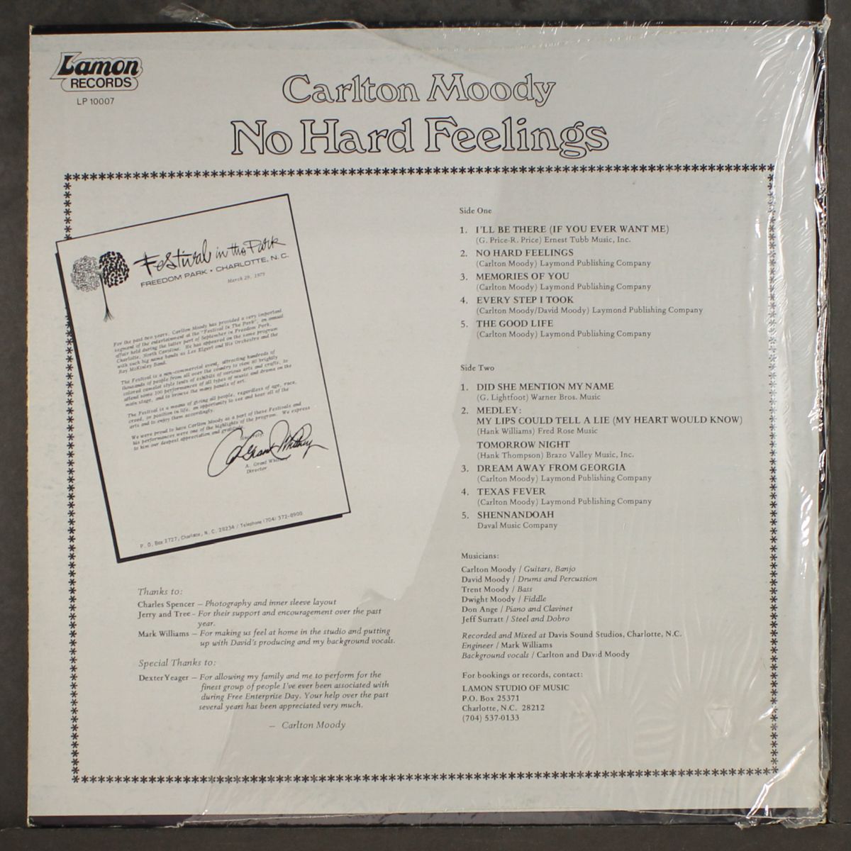 no hard feelings by CARLTON MOODY