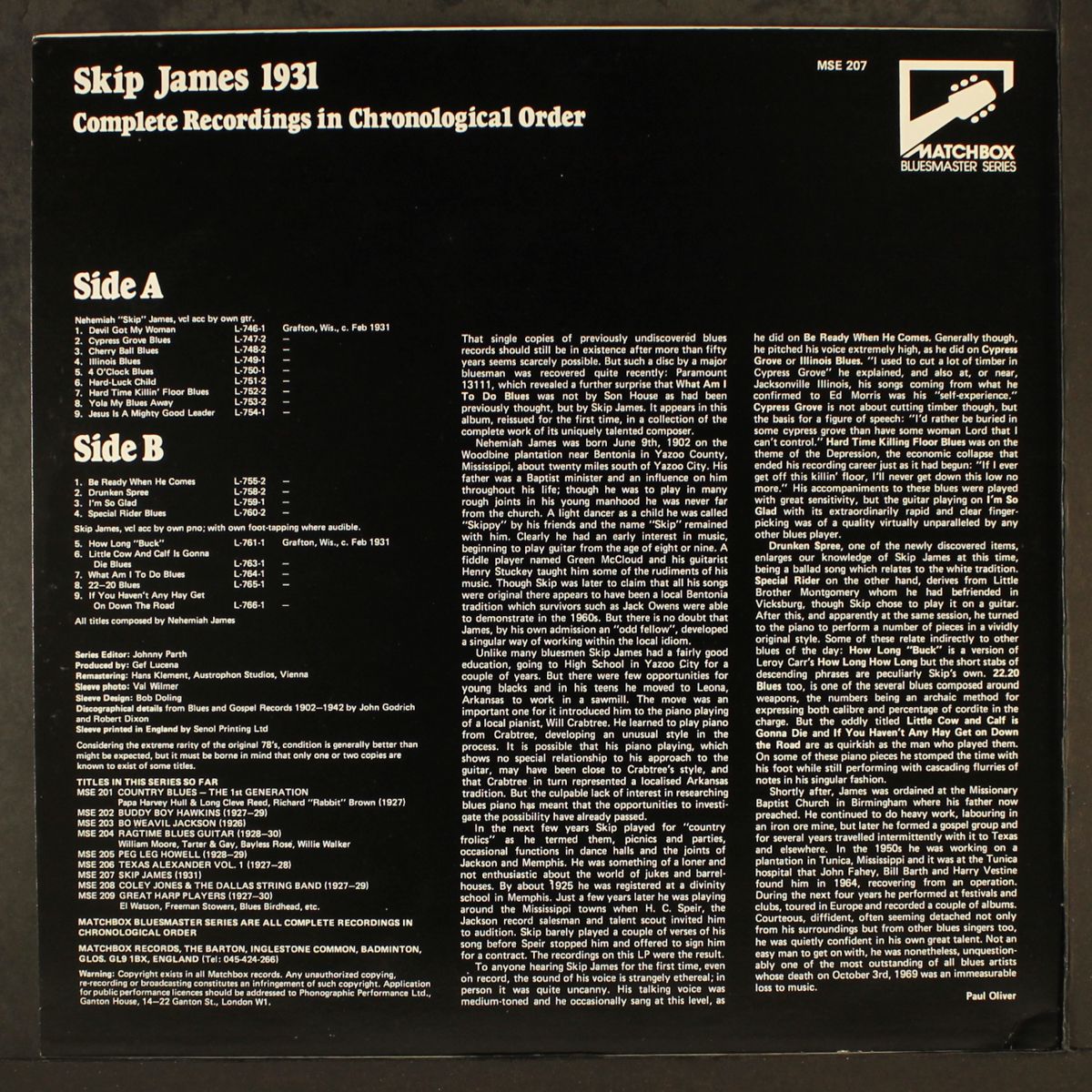 1931, complete recordings in chronological order by SKIP JAMES
