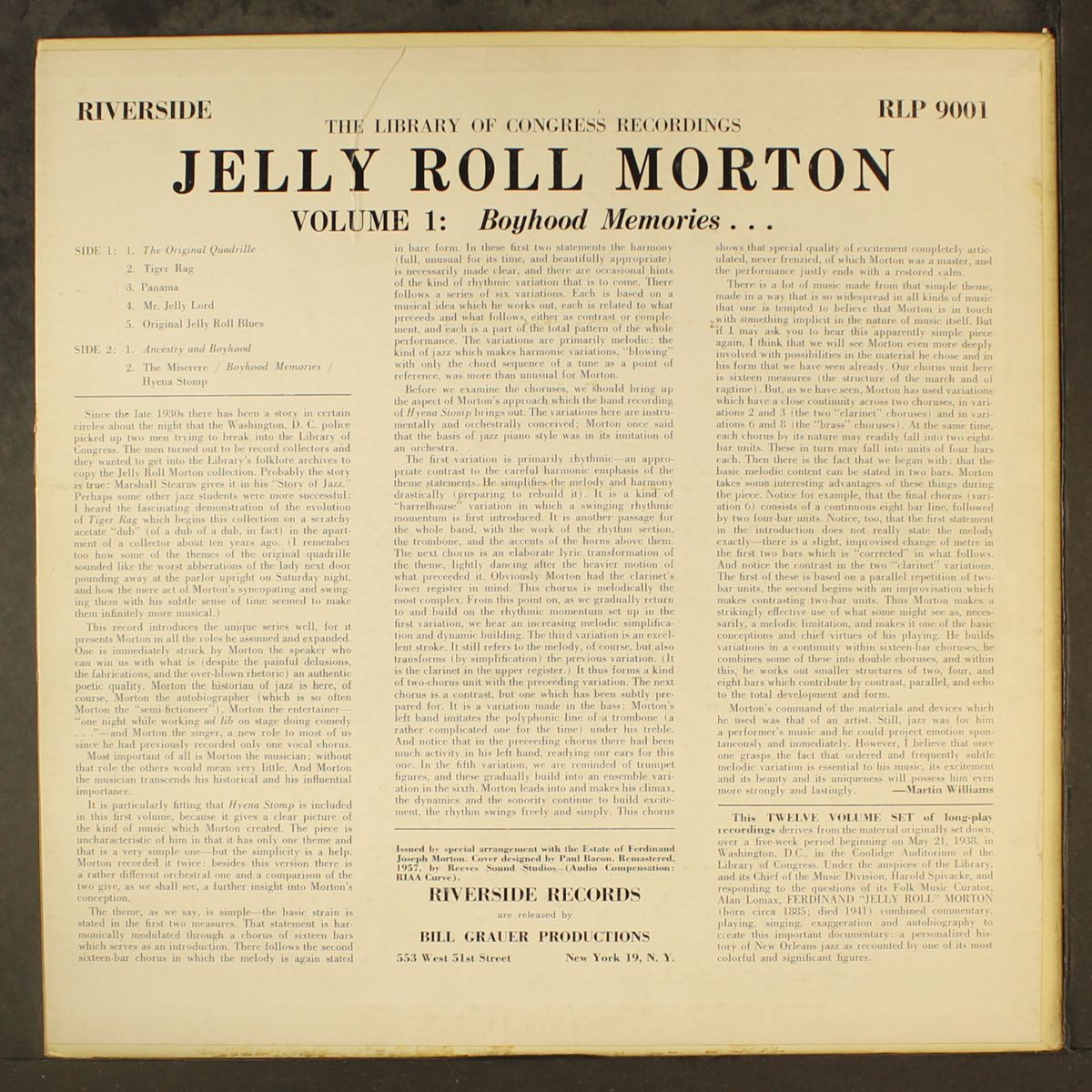 vol. 1, boyhood memories by JELLY ROLL MORTON