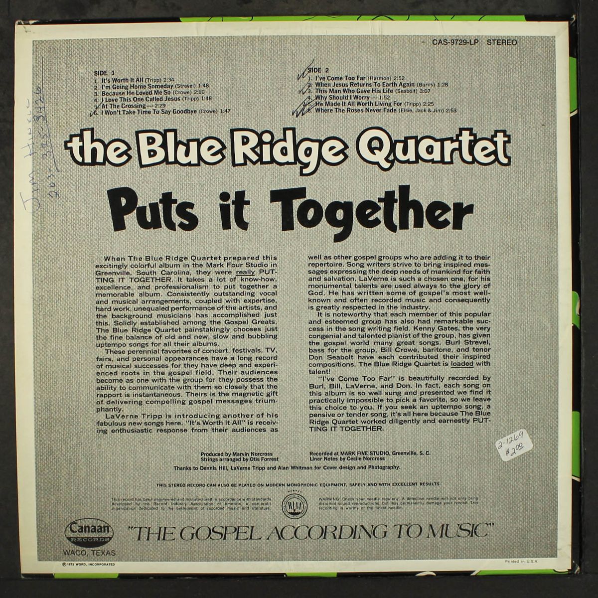 puts it together by BLUE RIDGE QUARTET